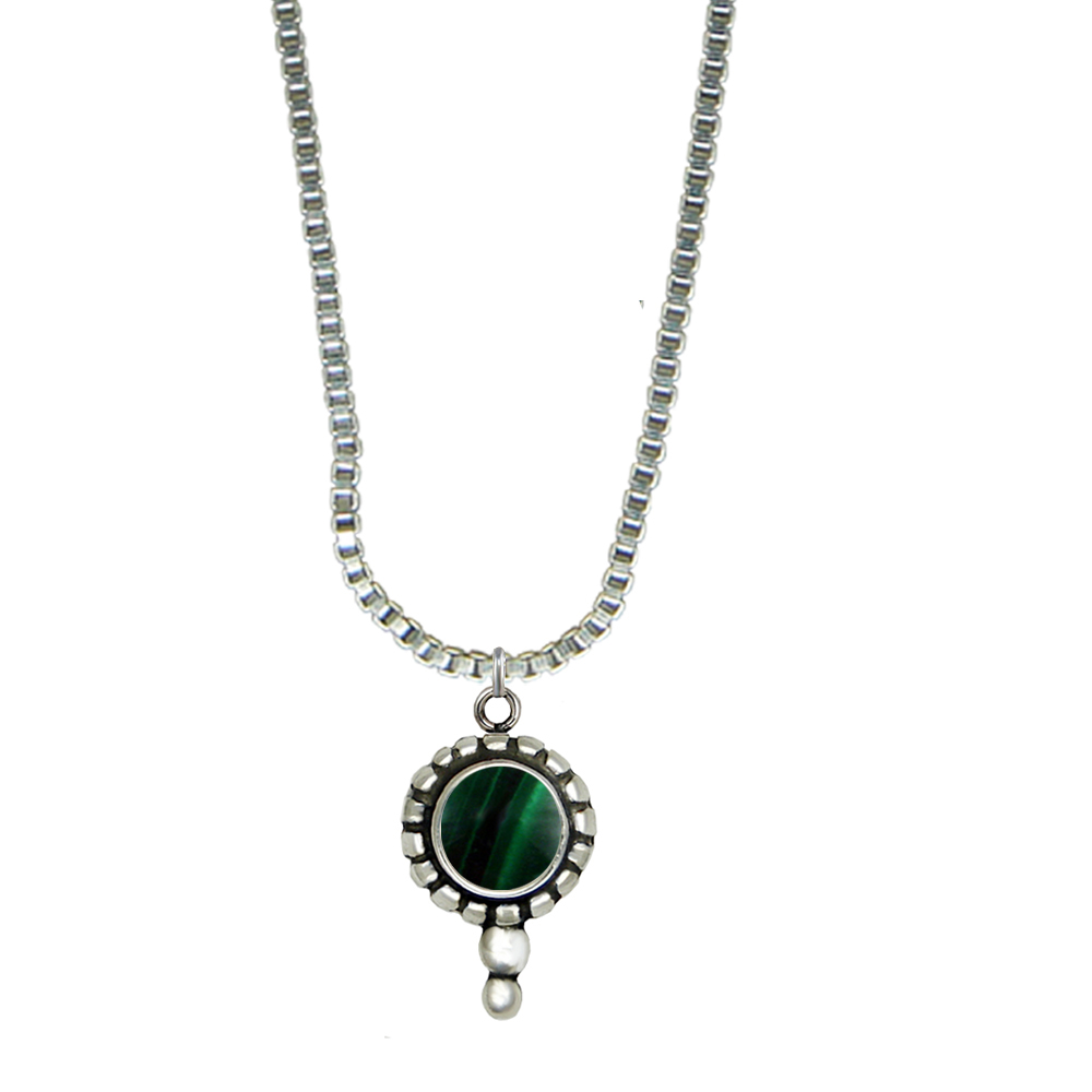 Sterling Silver Little Malachite Pendant Necklace